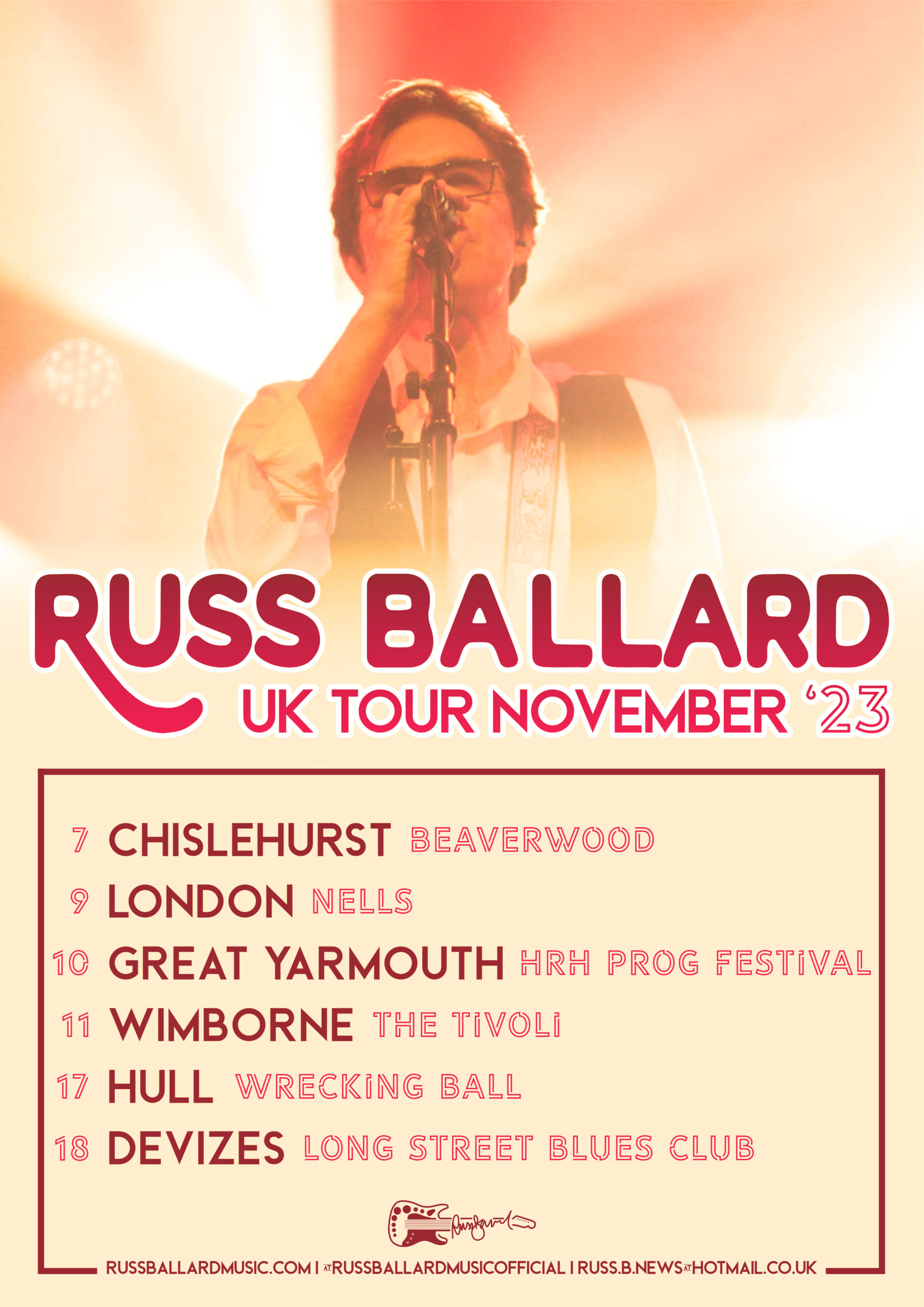 Russ Ballard UK Tour 2023 Poster